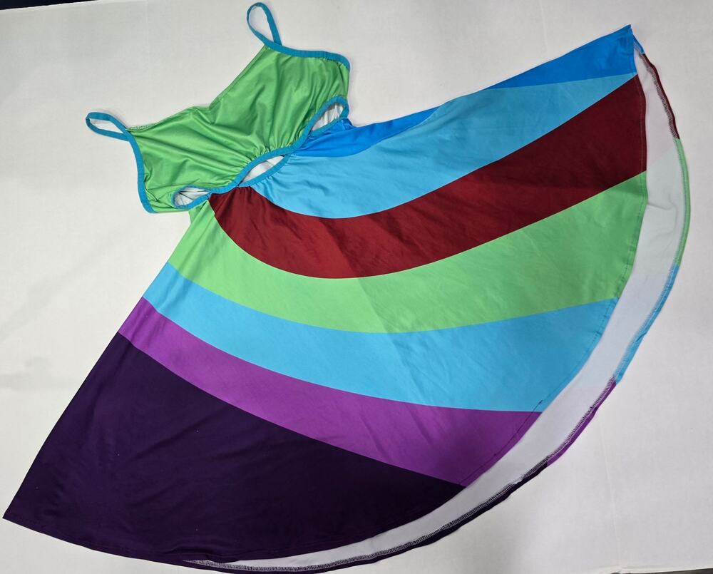 13 Going on 30 Inspired Rainbow Colorblock Dress Size L Jenna Rink Y2K Style